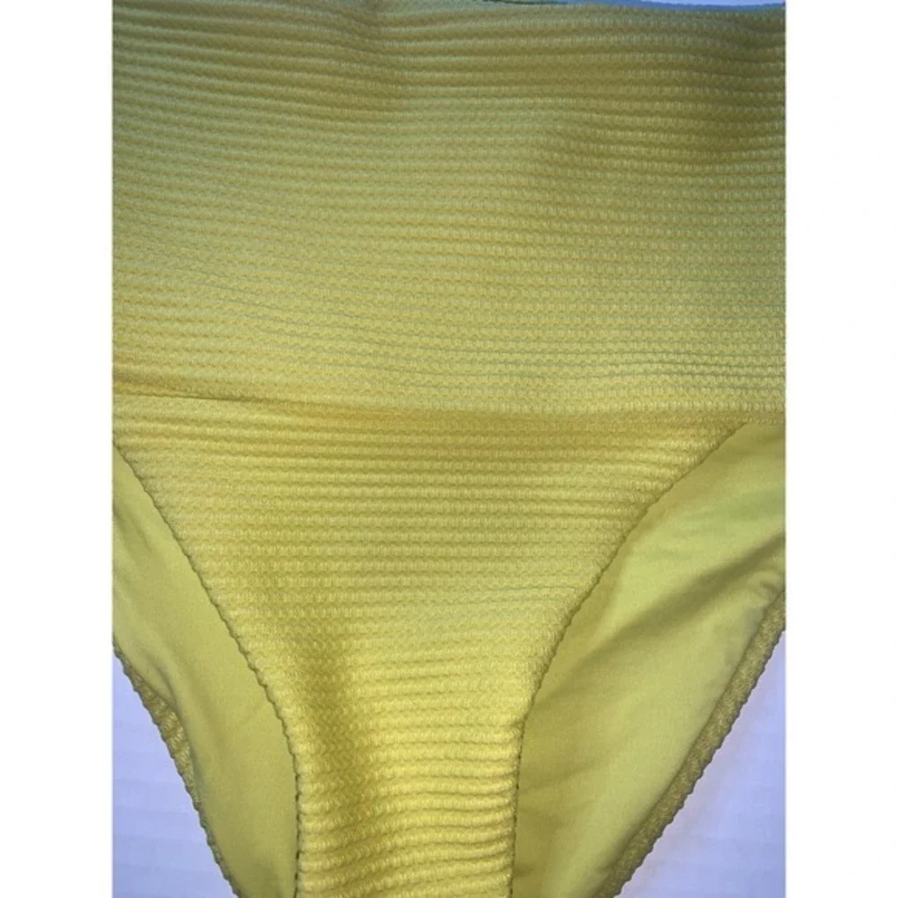 L SPACE Ribbed High Waist Bikini Bottoms Lime Green XS TP‎